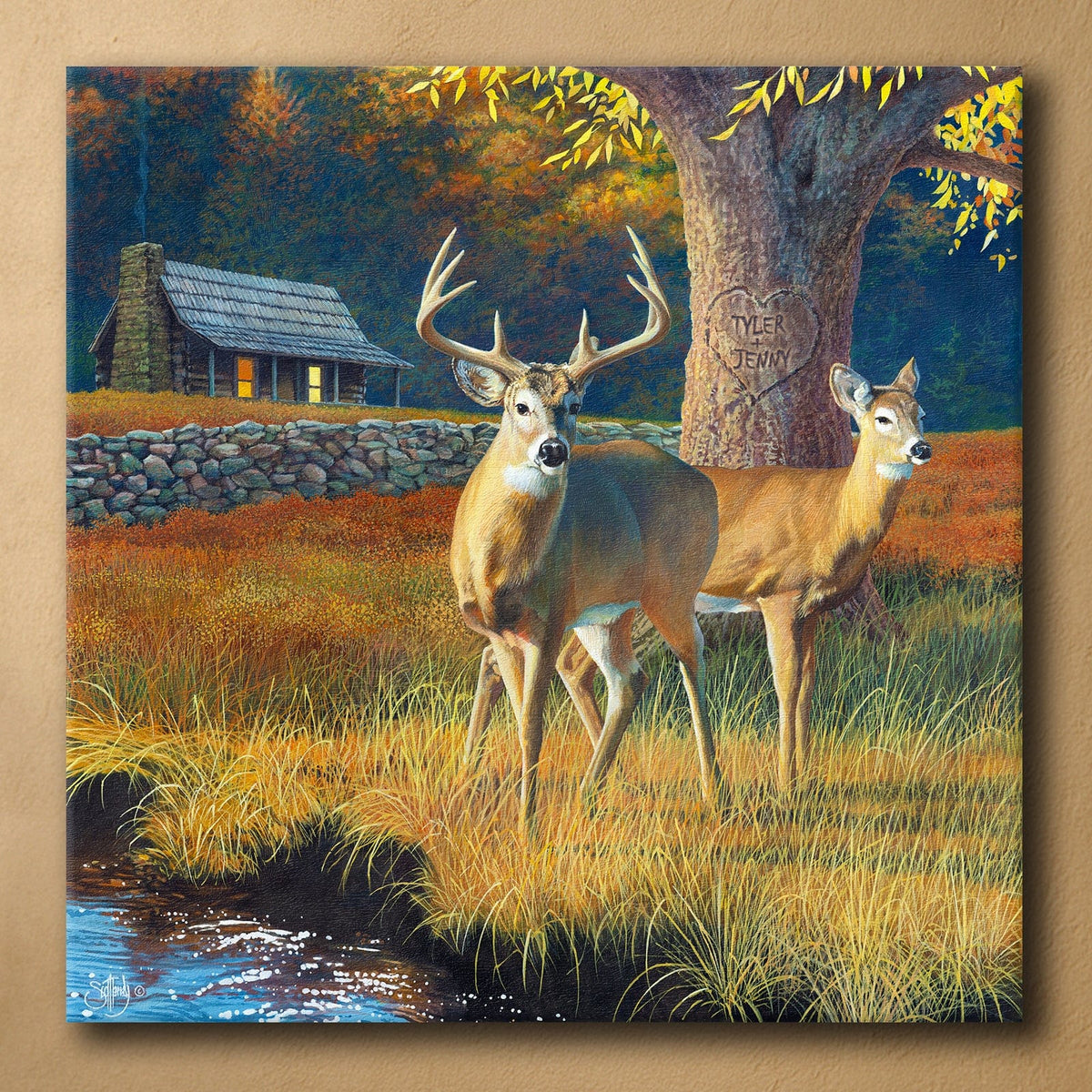 Personal-Prints art 32&quot;x32&quot; Stretched Canvas Whitetail Morning