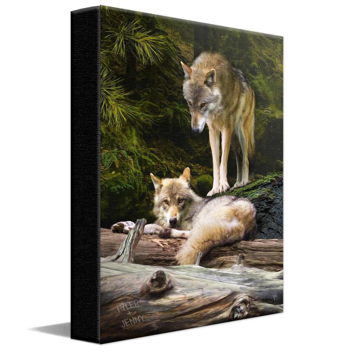 Personal-Prints art 11&quot;x14&quot; Stretched Canvas Wolf Couple - Wolves
