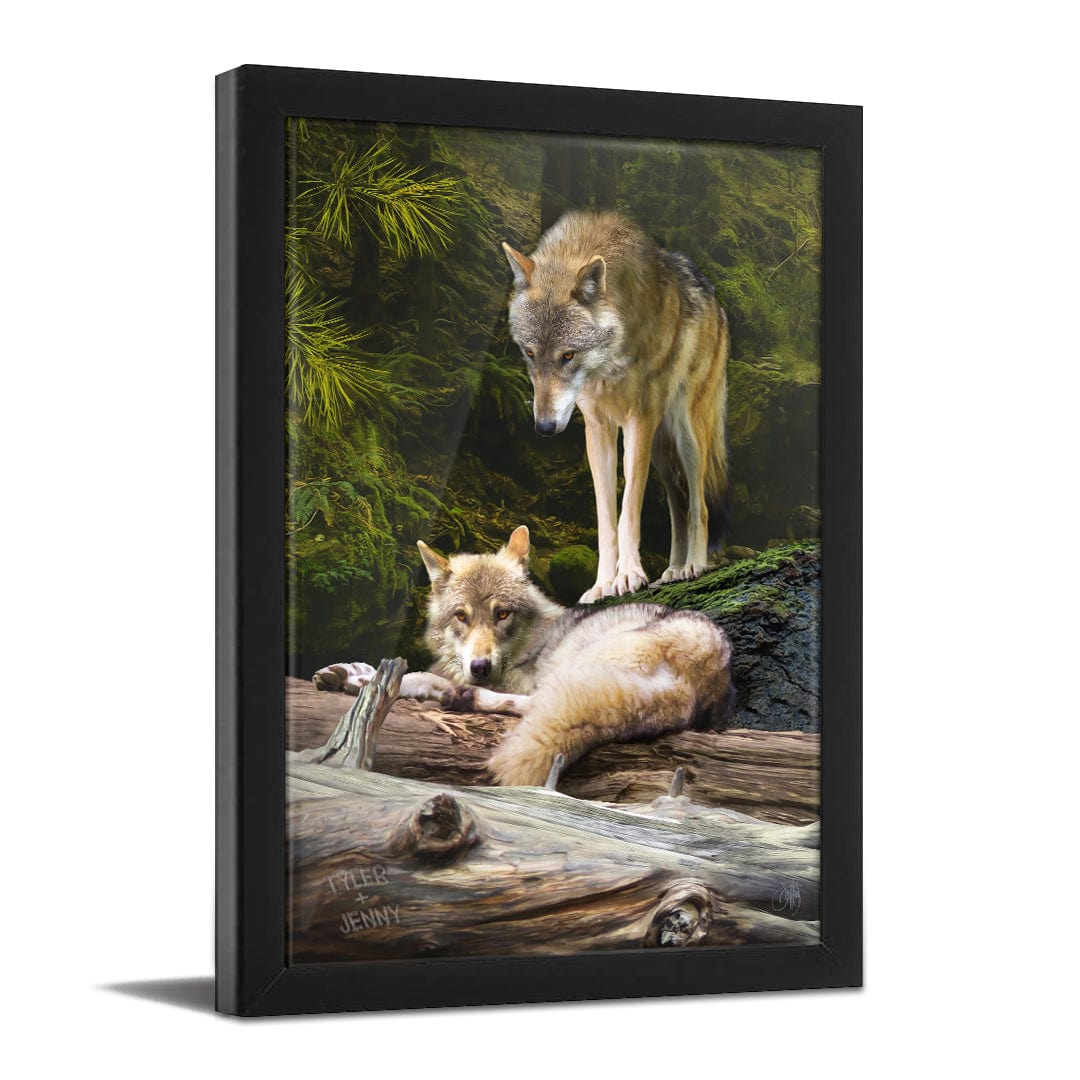 Personal-Prints art 11"x14" Framed Paper Print Wolf Couple - Wolves