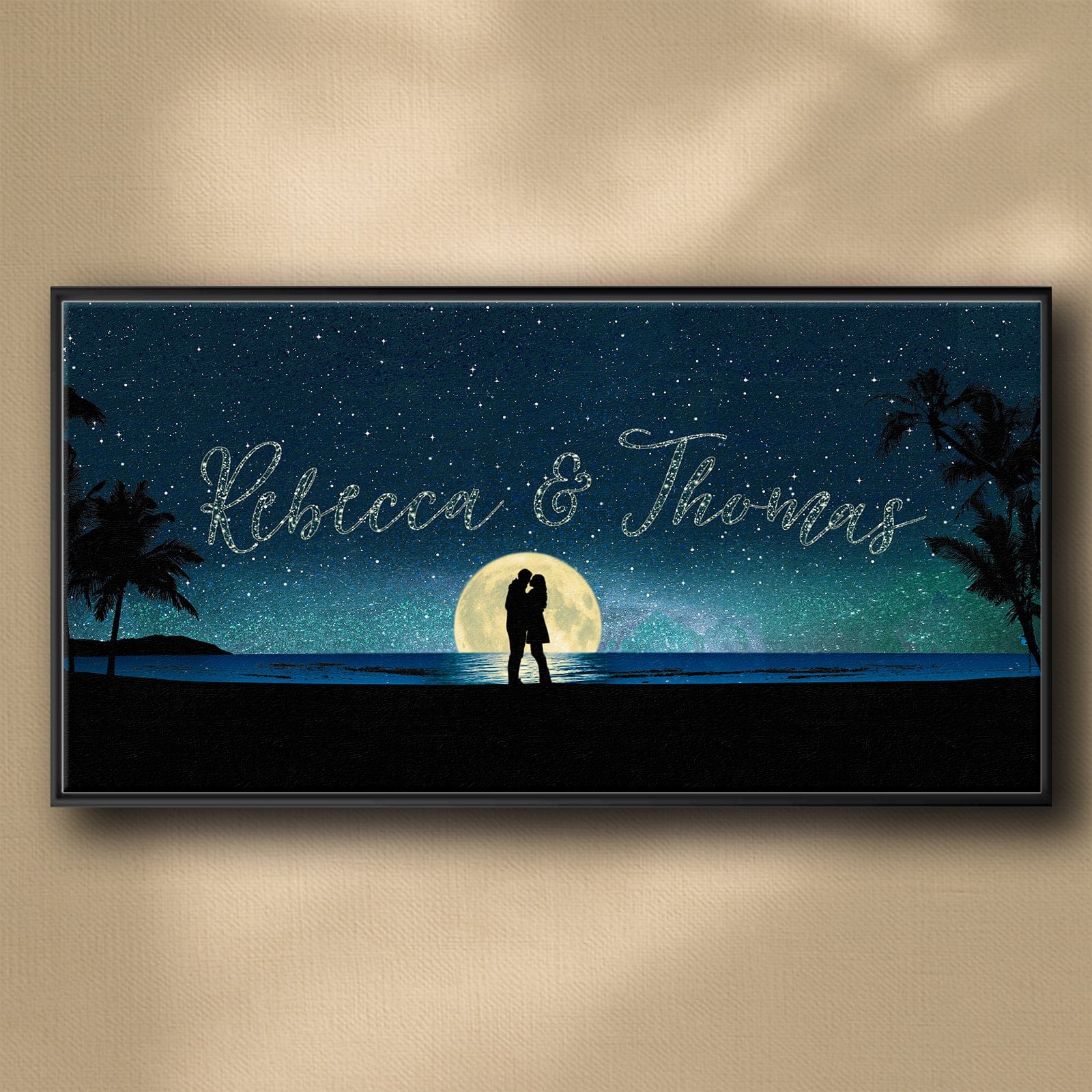 Personal-Prints art 16"x32" Float Framed Canvas Written in the Stars - Beach