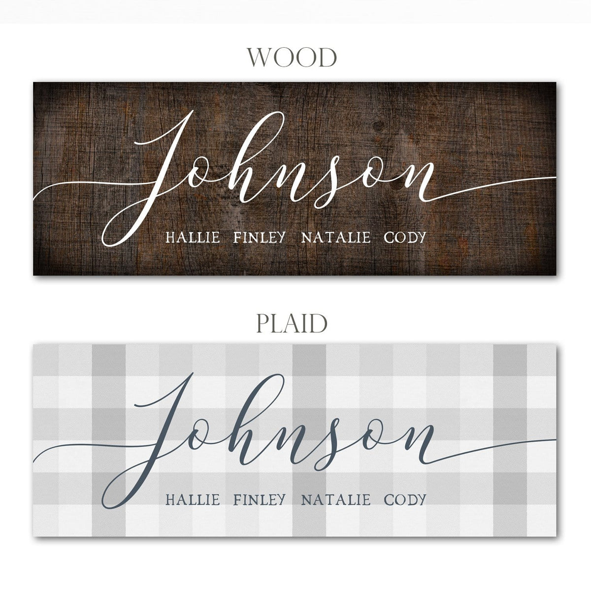 Rustic Chic Your Name Personalized Art Piece Barnwood and Plaid Options