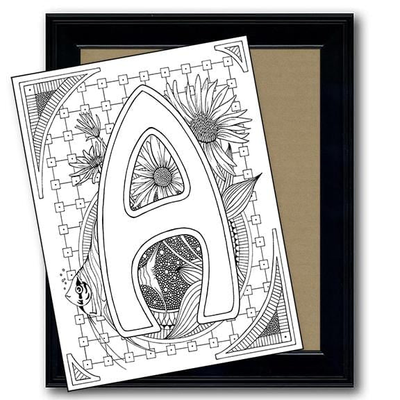 Monogram Coloring Page and Frame Kit - A