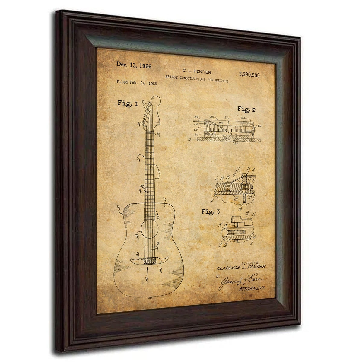 1965 Fender acoustic guitar patent drawing art