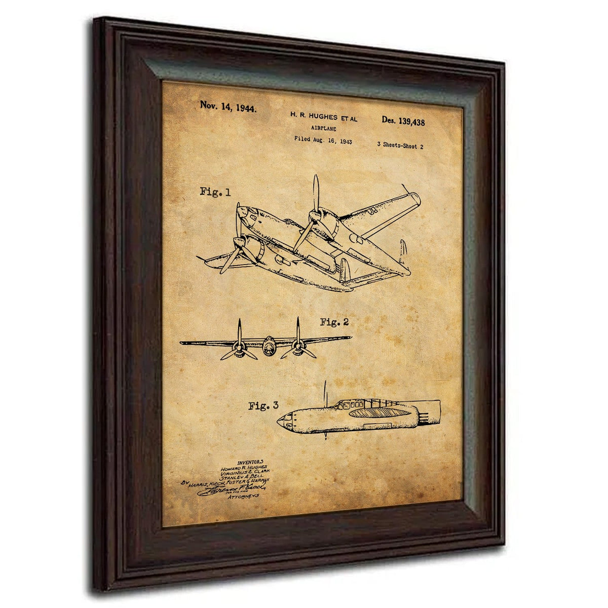 Howard Hughes airplane US Patent Art