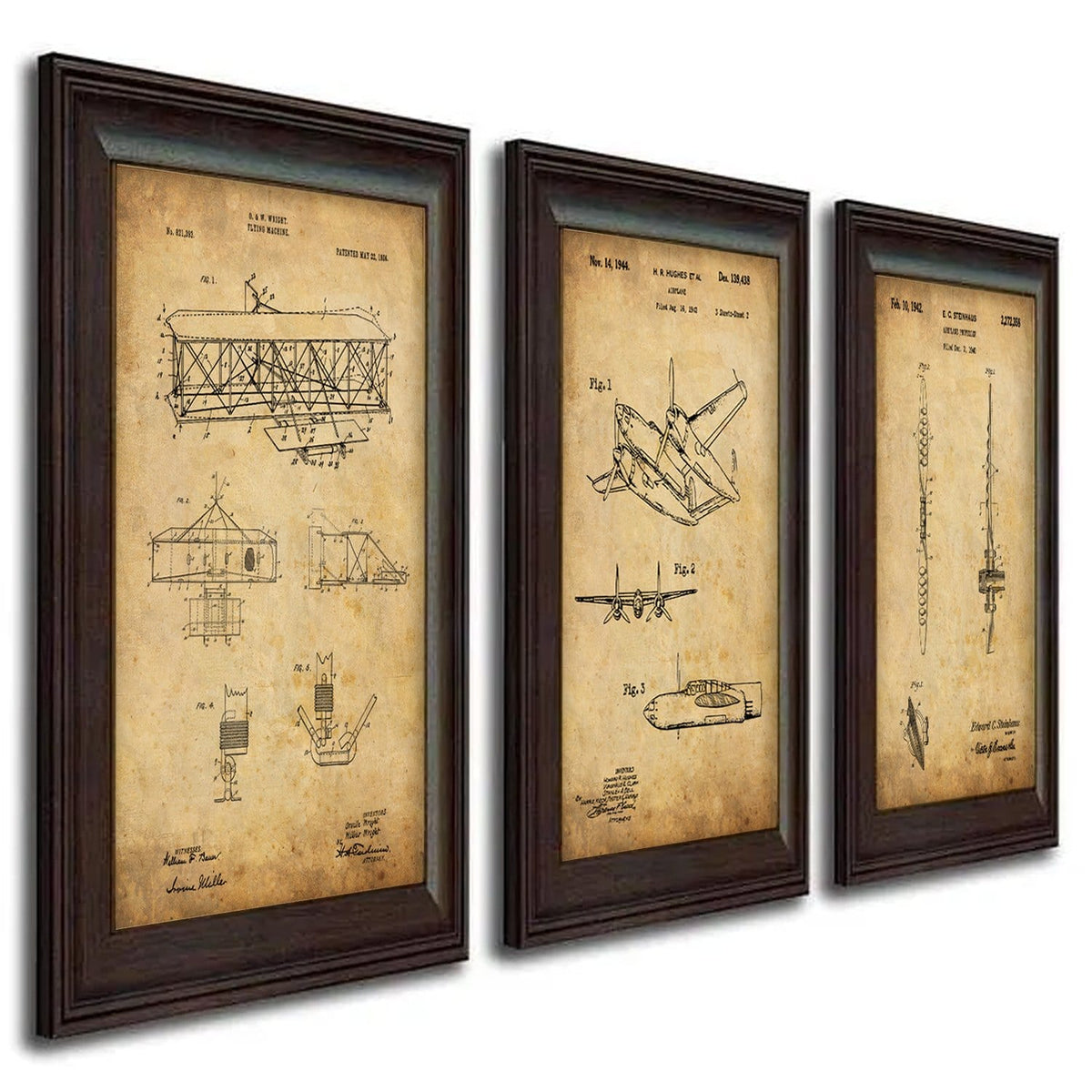Historical Airplane US Patent set of 3 prints from Personal Prints