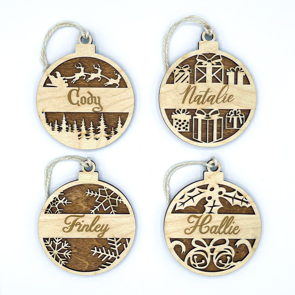 Personalized Wooden Name Ornaments - Customized Christmas Ornament Designs