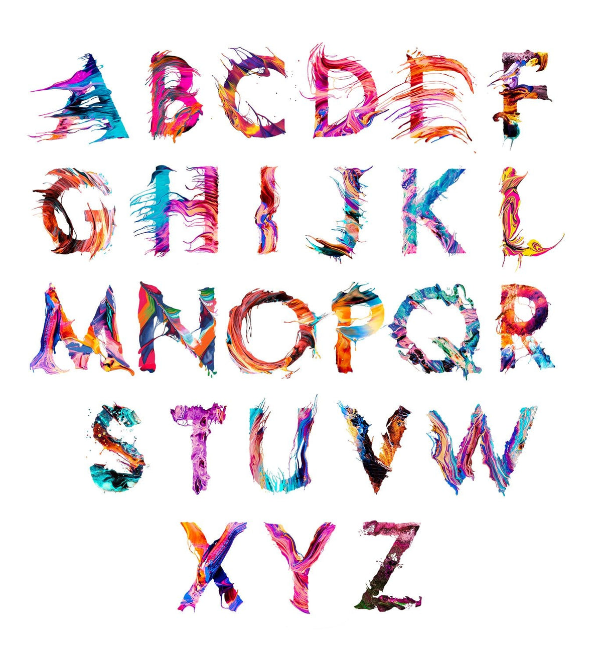 Splatter paint alphabet