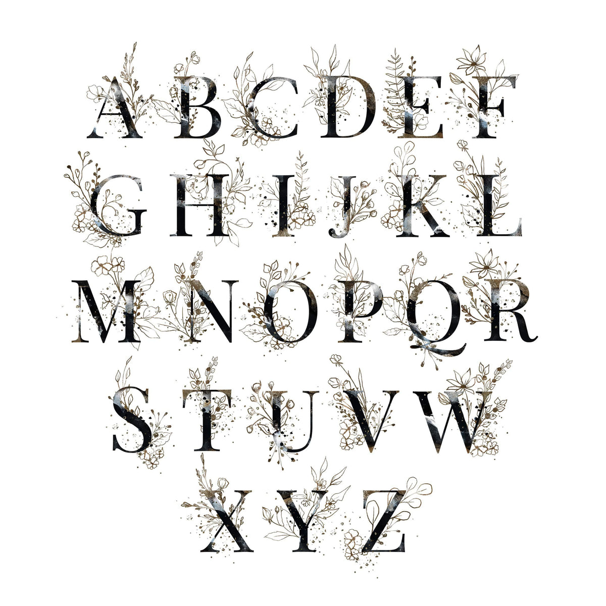 Floral alphabet for personalization from Personal Prints