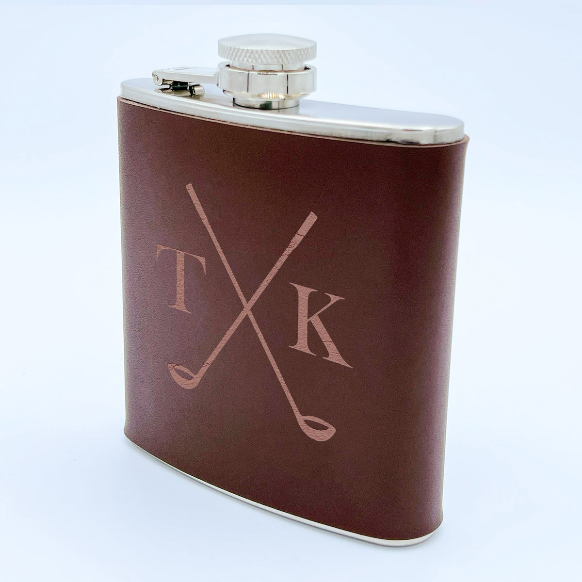 side view of laser engraved gift flask