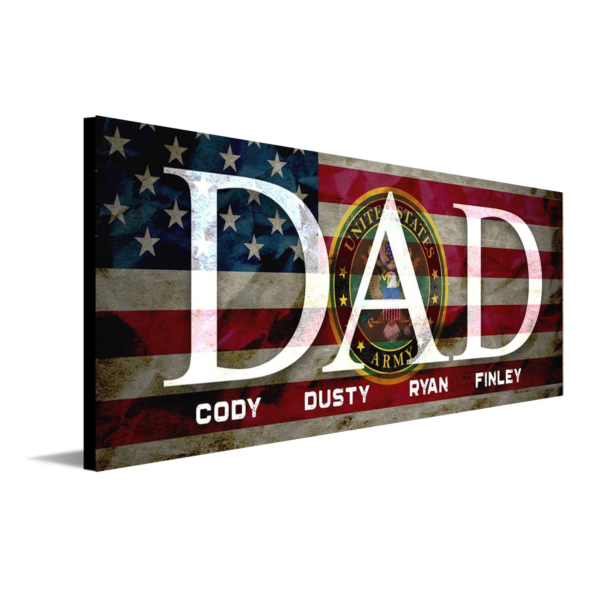 Patriotic Personalized Gift for Military Dad with name of children