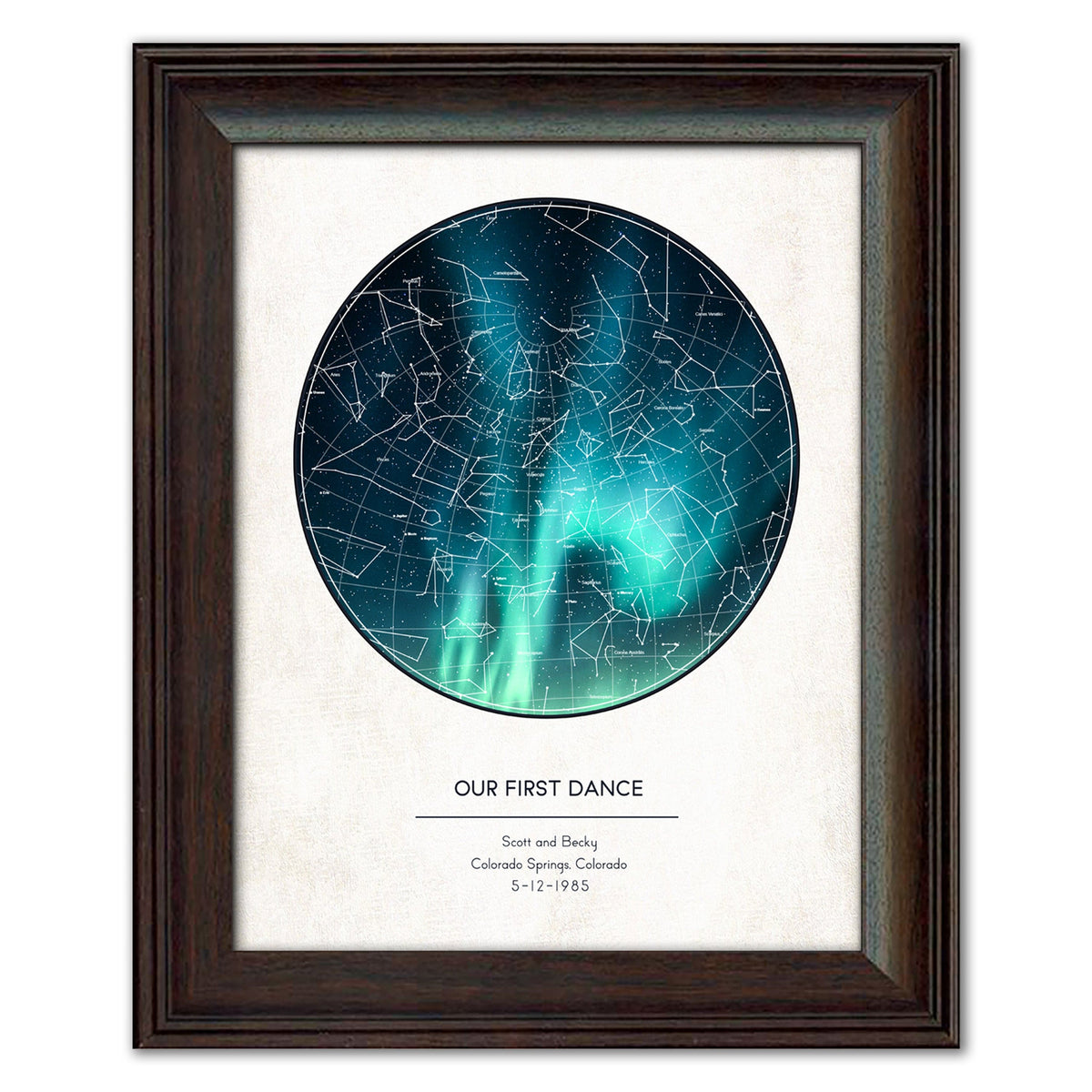 Customized Star map constellation art framed under glass