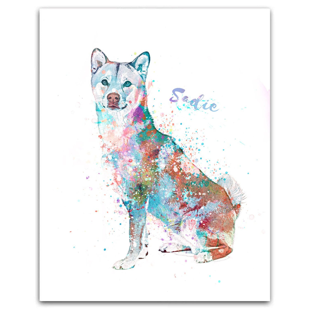 Shiba Inu Watercolor Pet Portrait Personalized Dog Gift from Personal-Prints
