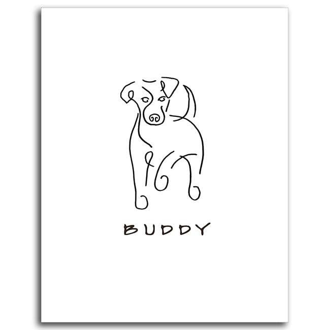 Picasso Style Jack Russel Line Drawing- Block Mount