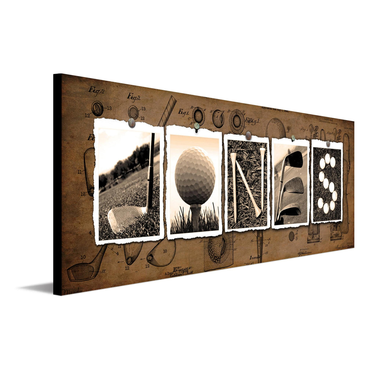 Vintage golf name art sign personalized golf gift