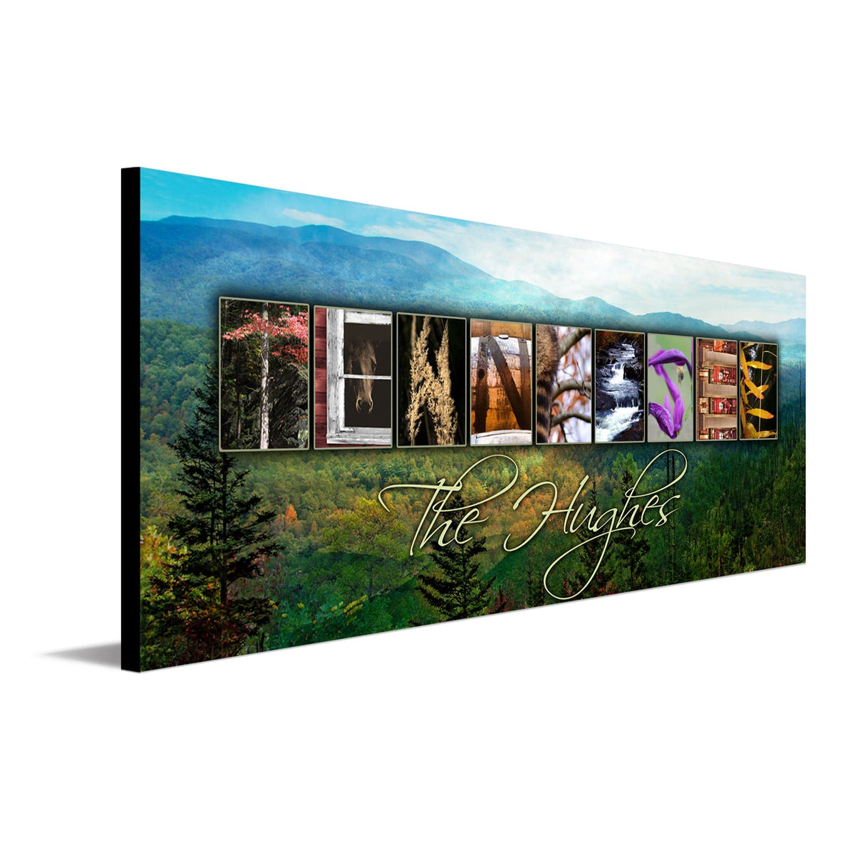 Personalized Tennessee wall art using images from the state to spell the word Tennessee - Personal-Prints