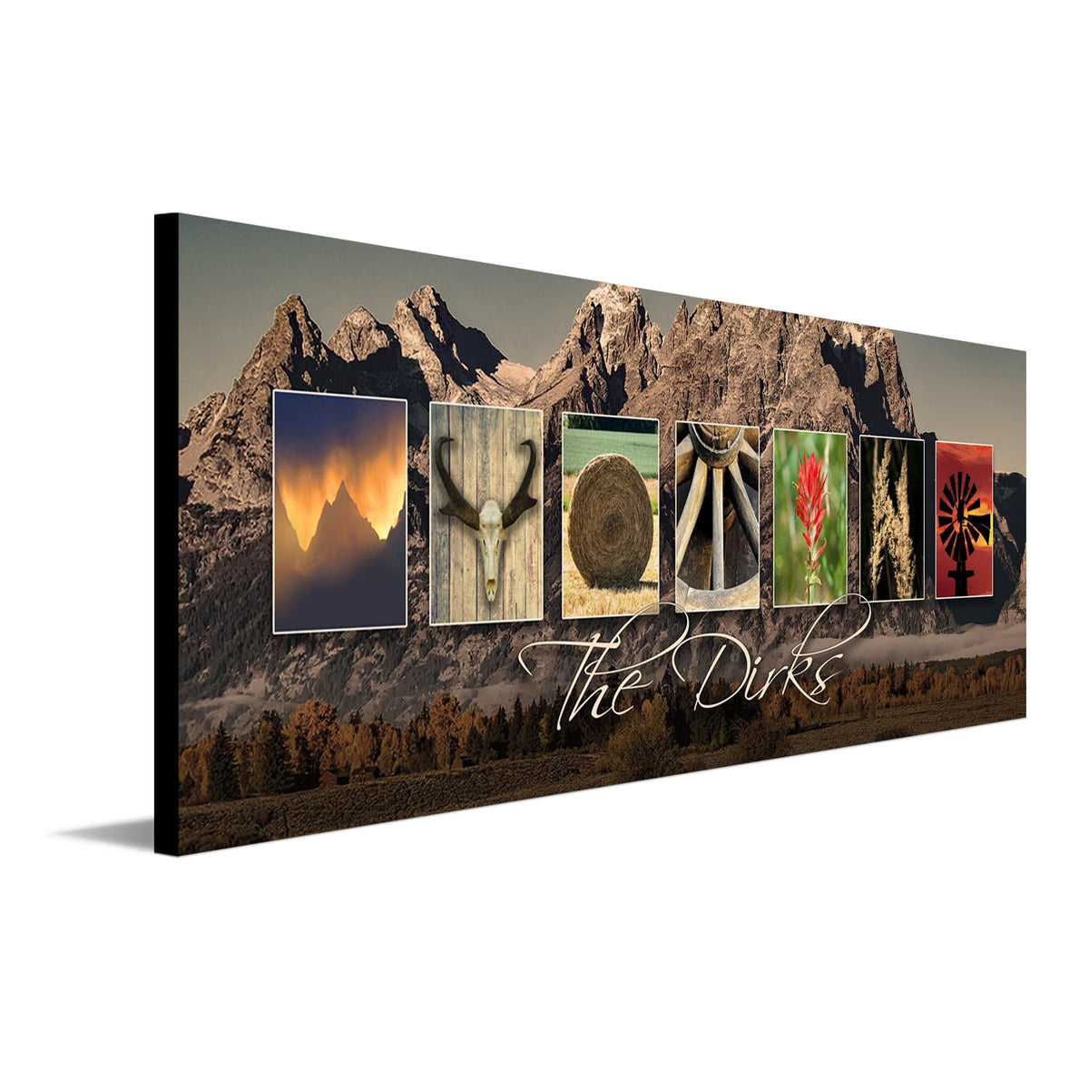 Personalized Wyoming art using images from the state to spell the word Wyoming - Personal-Prints