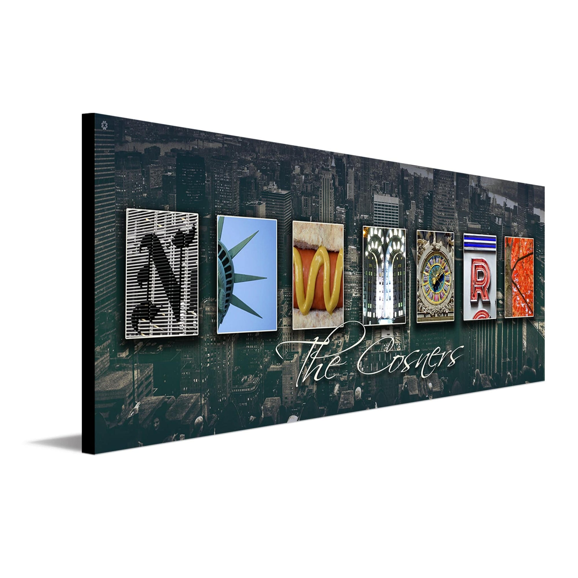 Personalized wall art of New York using photographs to spell the words New York - Personal-Prints
