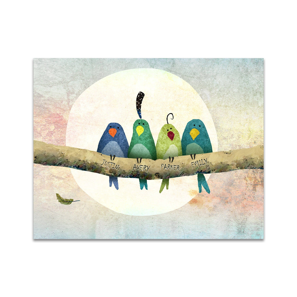 Personalized bird family art sign from Personal Prints