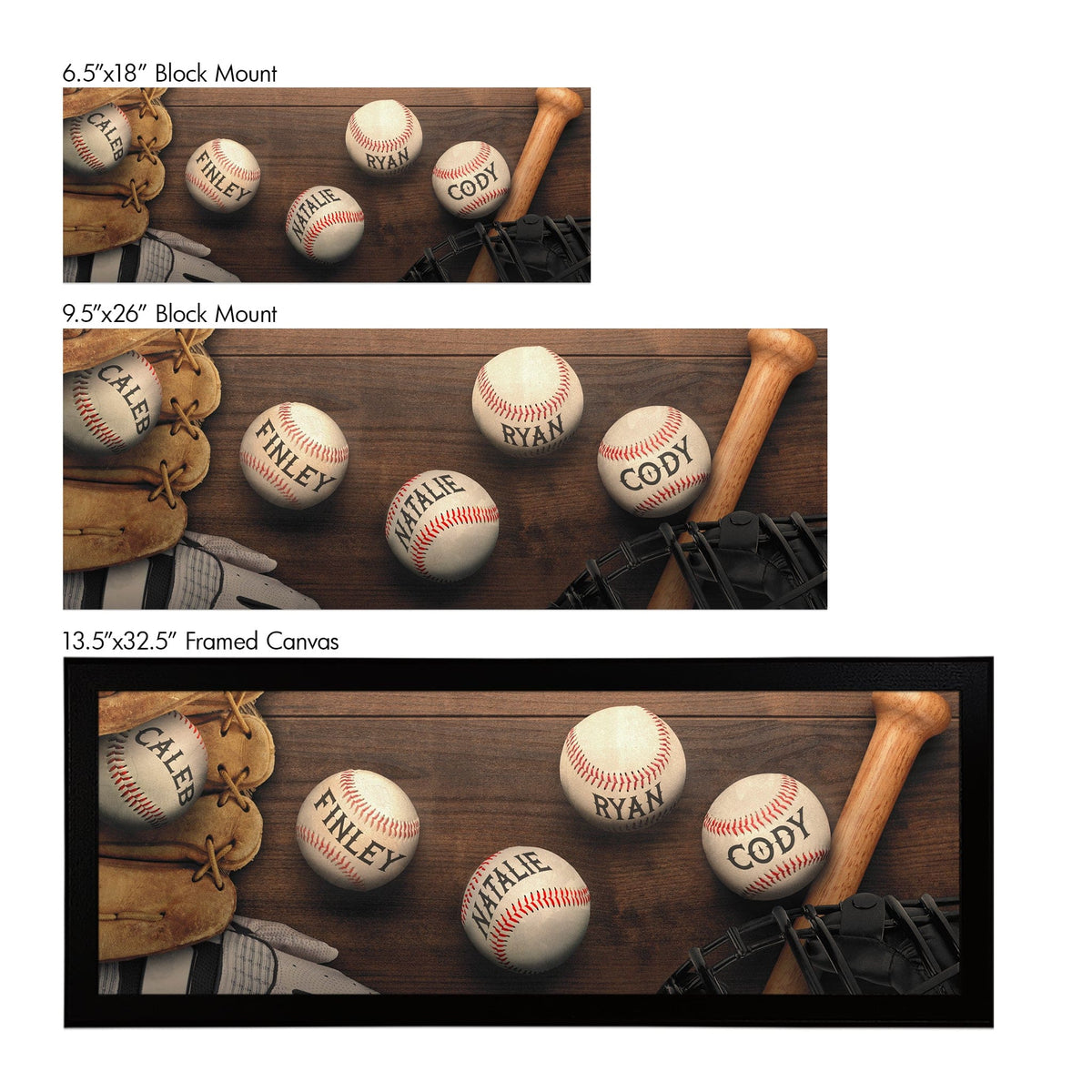 Size Display options for Baseball Sports art