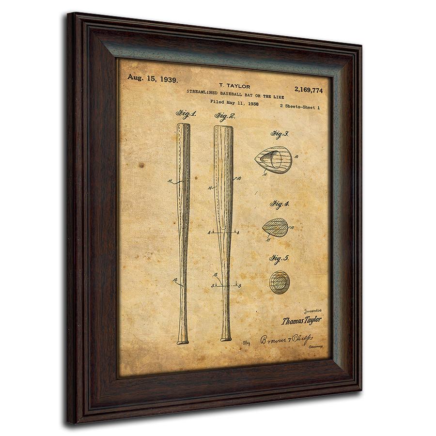 1938 wood baseball bat vintage USA patent art 
