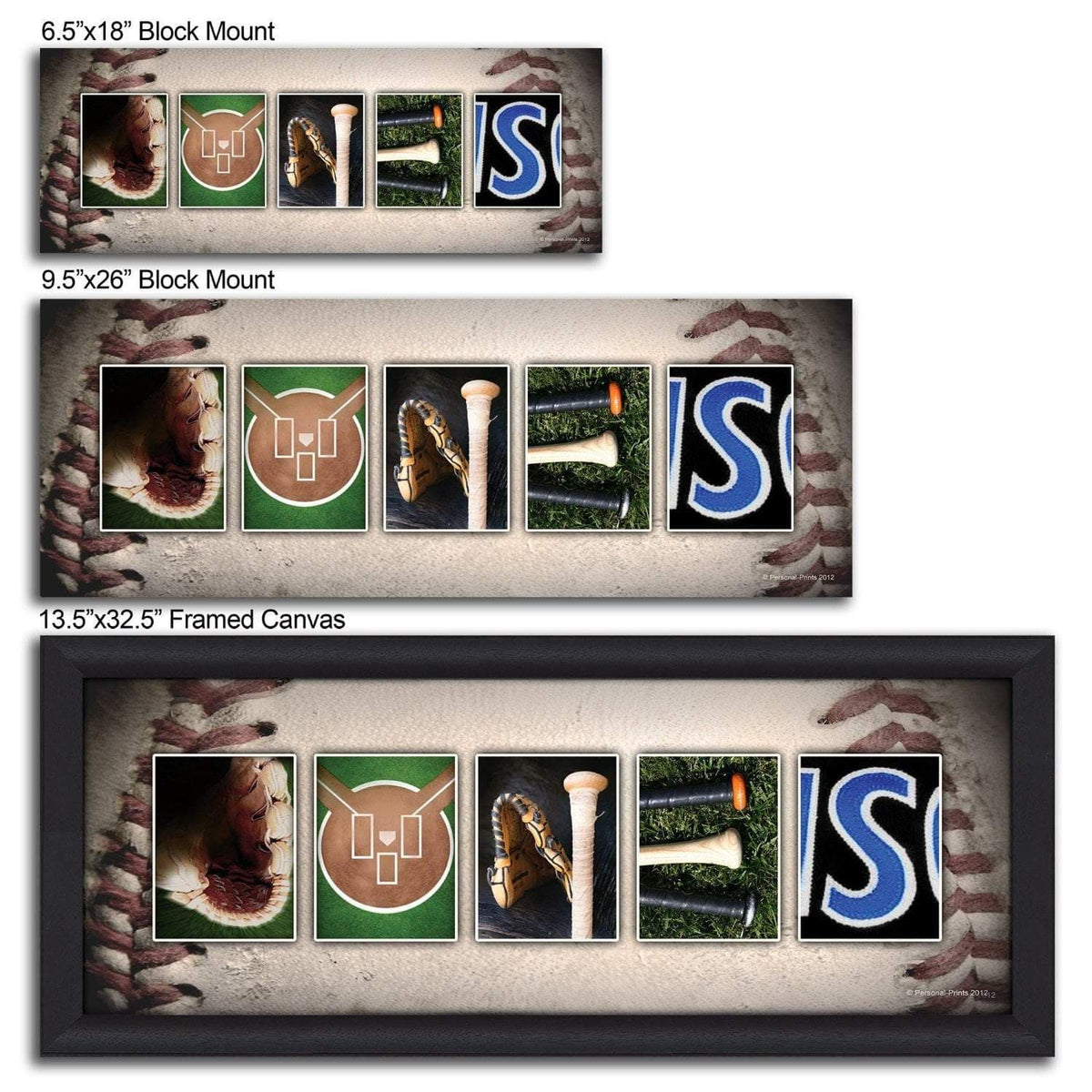 Baseball Name Art - Size Comparison
