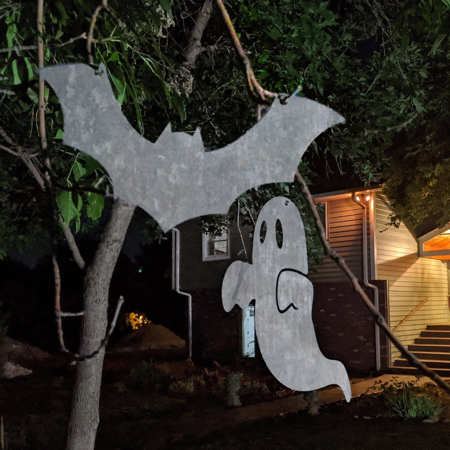 Halloween Decor Metal ghost and bat 