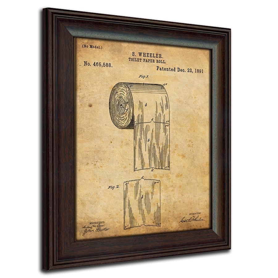 Framed vintage patent art of the original patent for toilet paper - Personal-Prints