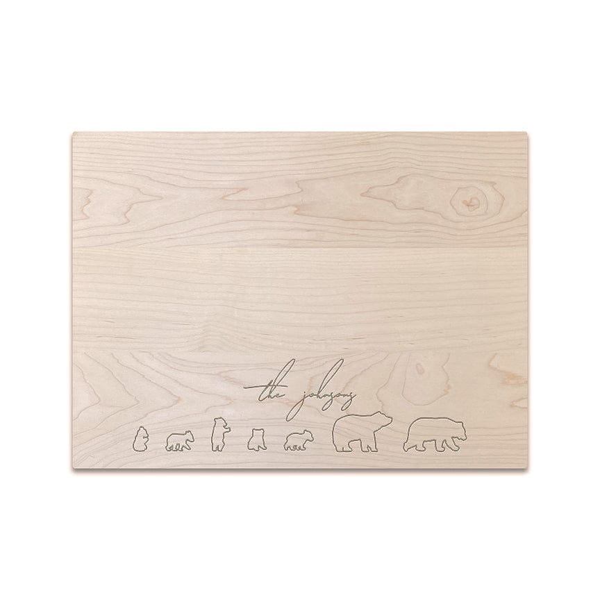 Personalized wood cutting board - Bear Family Silhouettes