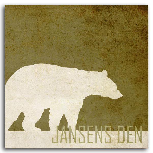 Contemporary personalized animal art print of a silhouetted bear and your name at the bottom - Personal-Prints