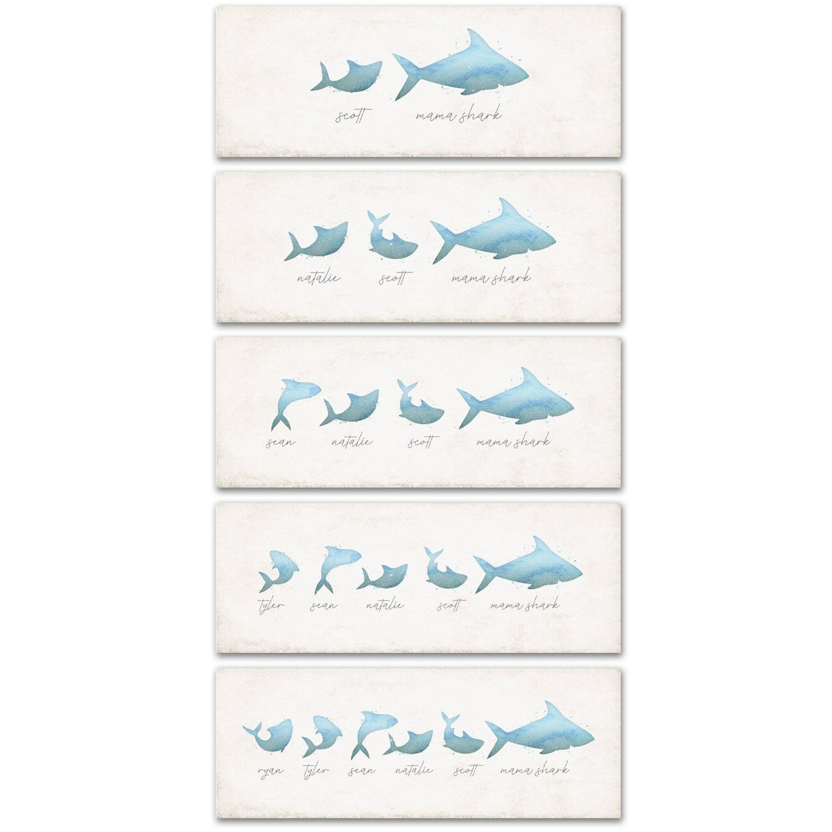 Personalized gift for Mom with kid&#39;s names and 1-5 baby sharks