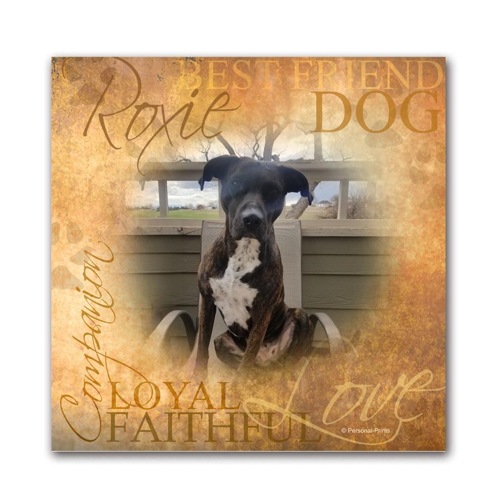 Personalized dog art gift using your photo and the name of the pet- Mounted to a wood block