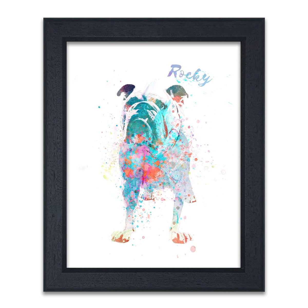Framed Bulldog art - Personalized pet dog gift