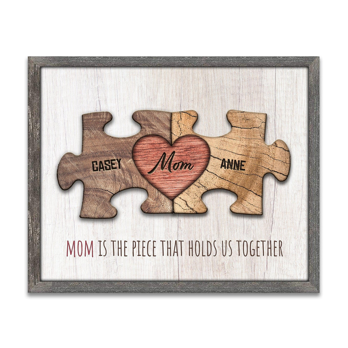 Personalized Mom Gift Heart Puzzle on Canvas