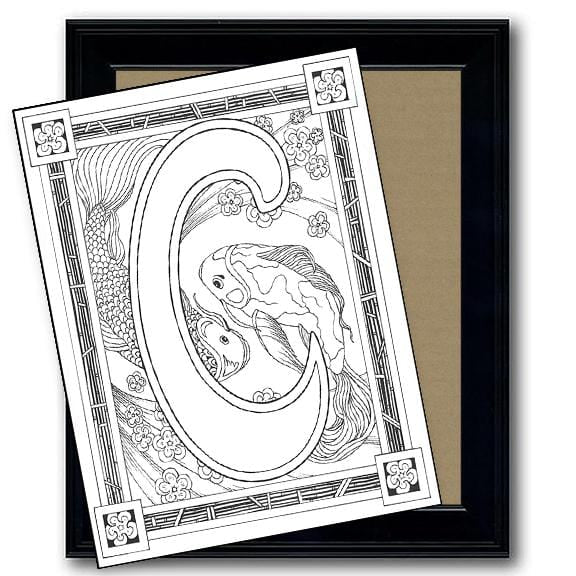 Monogram Coloring Page and Frame Kit - C
