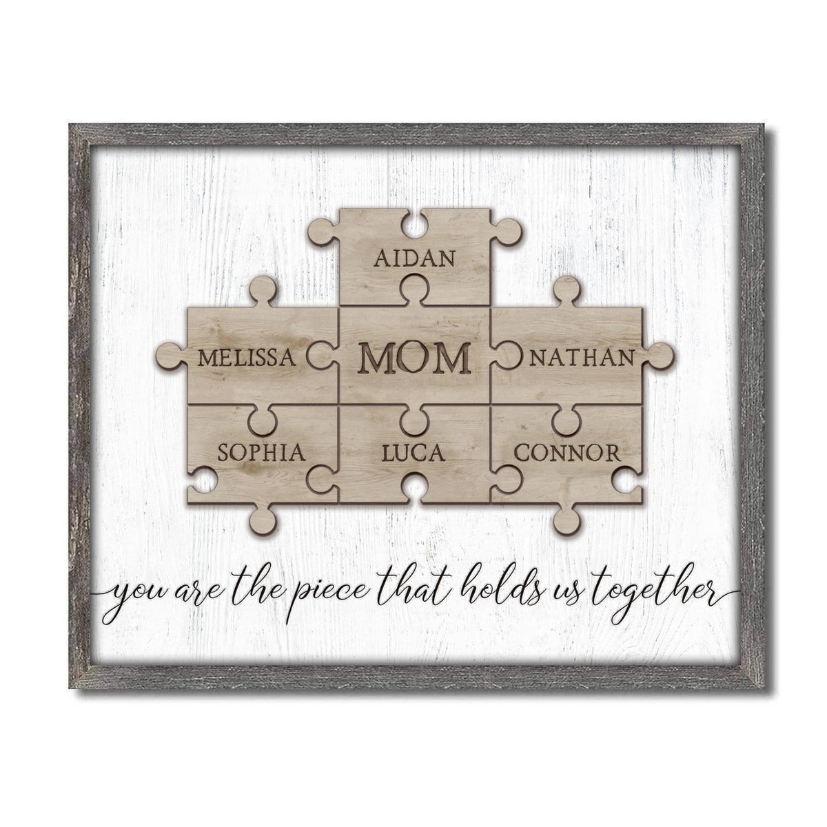 mom is the piece that holds us together personalized art