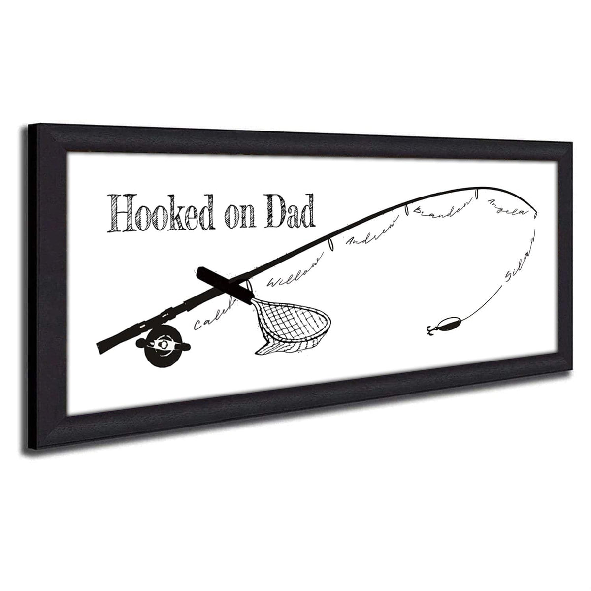 Hooked on Dad - B&W, Customized Fishing Pole Art With Children's Names - Father's  Day Gift - Personal-Prints