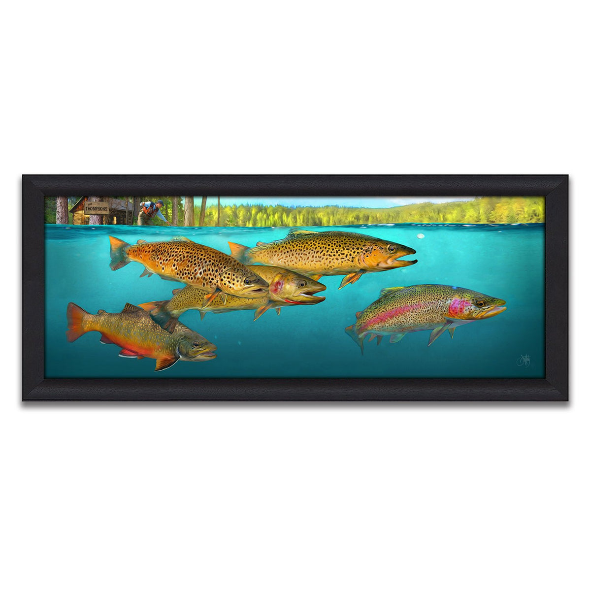 Framed Canvas Trout Fish Art