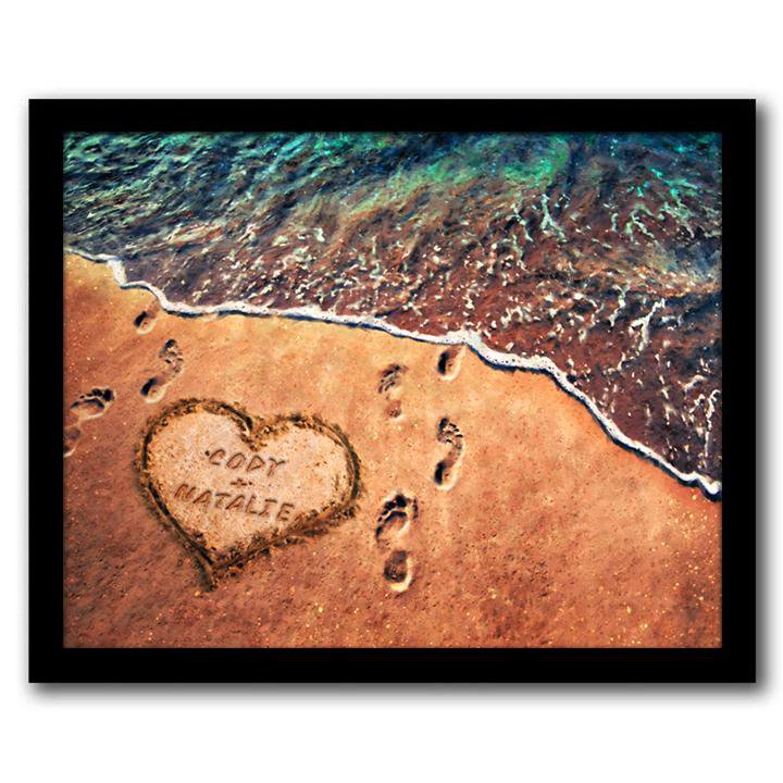 Anniversary personalized beach gift- framed canvas.