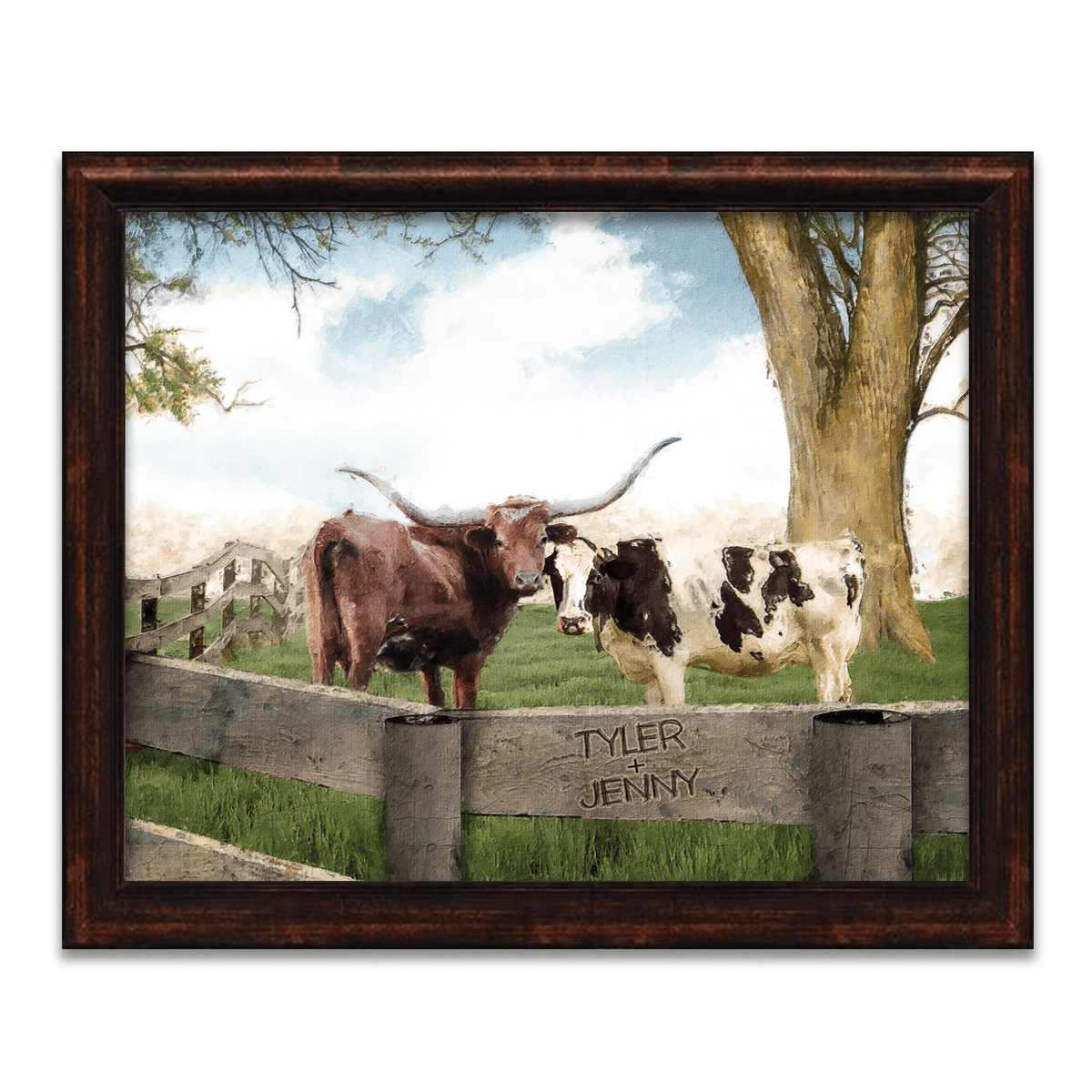 Framed Canvas cow art