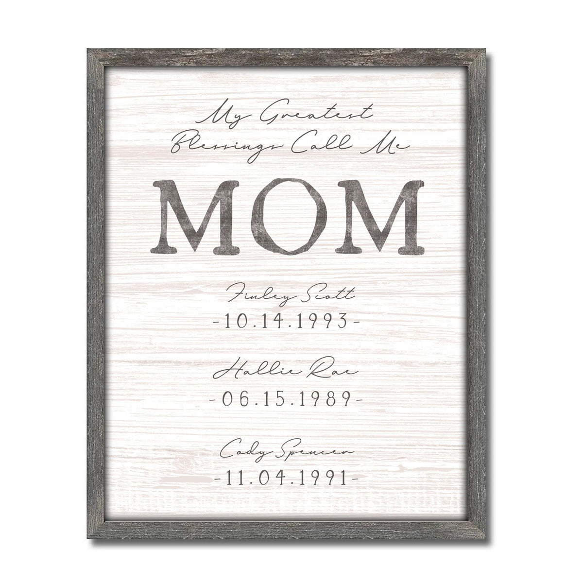 Greatest Blessings Call Me MOM personalized art Framed canvas