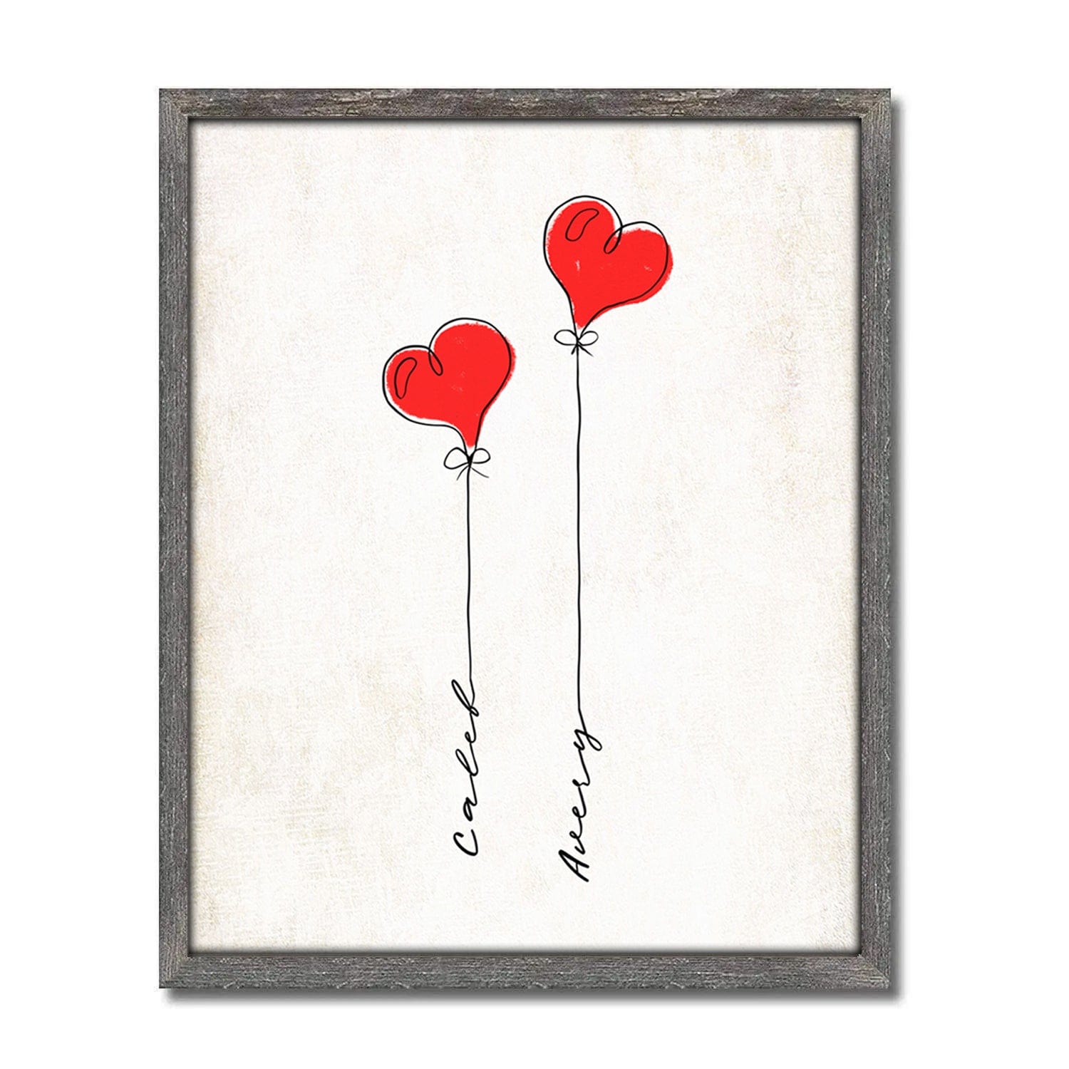 Personalized Heart Balloons Print - Framed Canvas