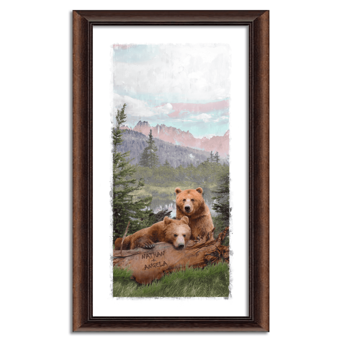 Alpine Lake Bear Art - Personalized Brown Bear Canvas Art from Personal Prints