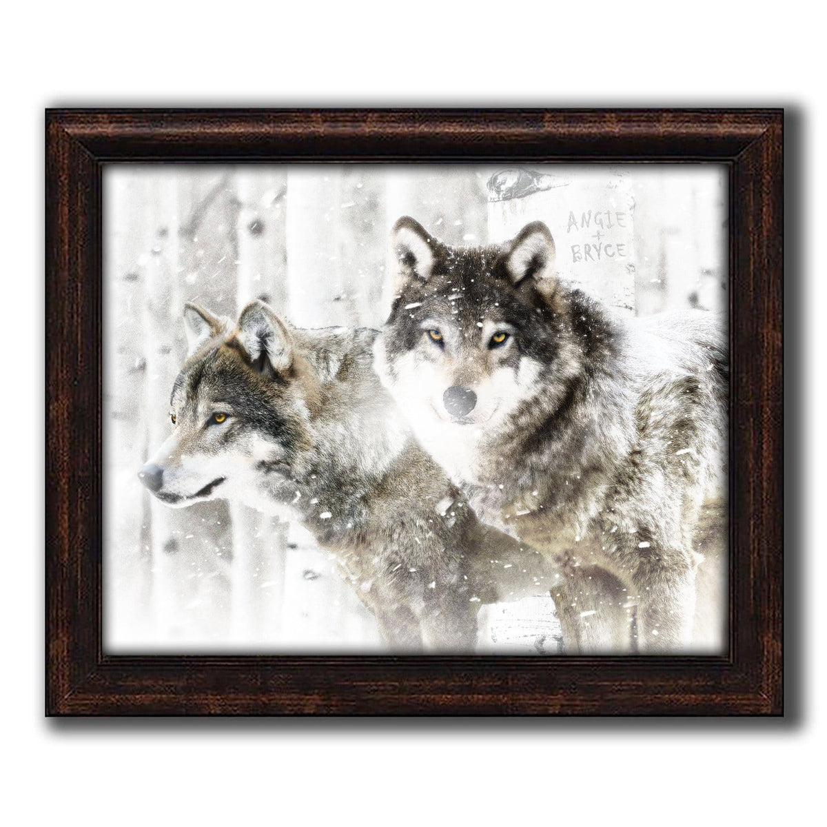 Framed Canvas wolf art personalized with your names