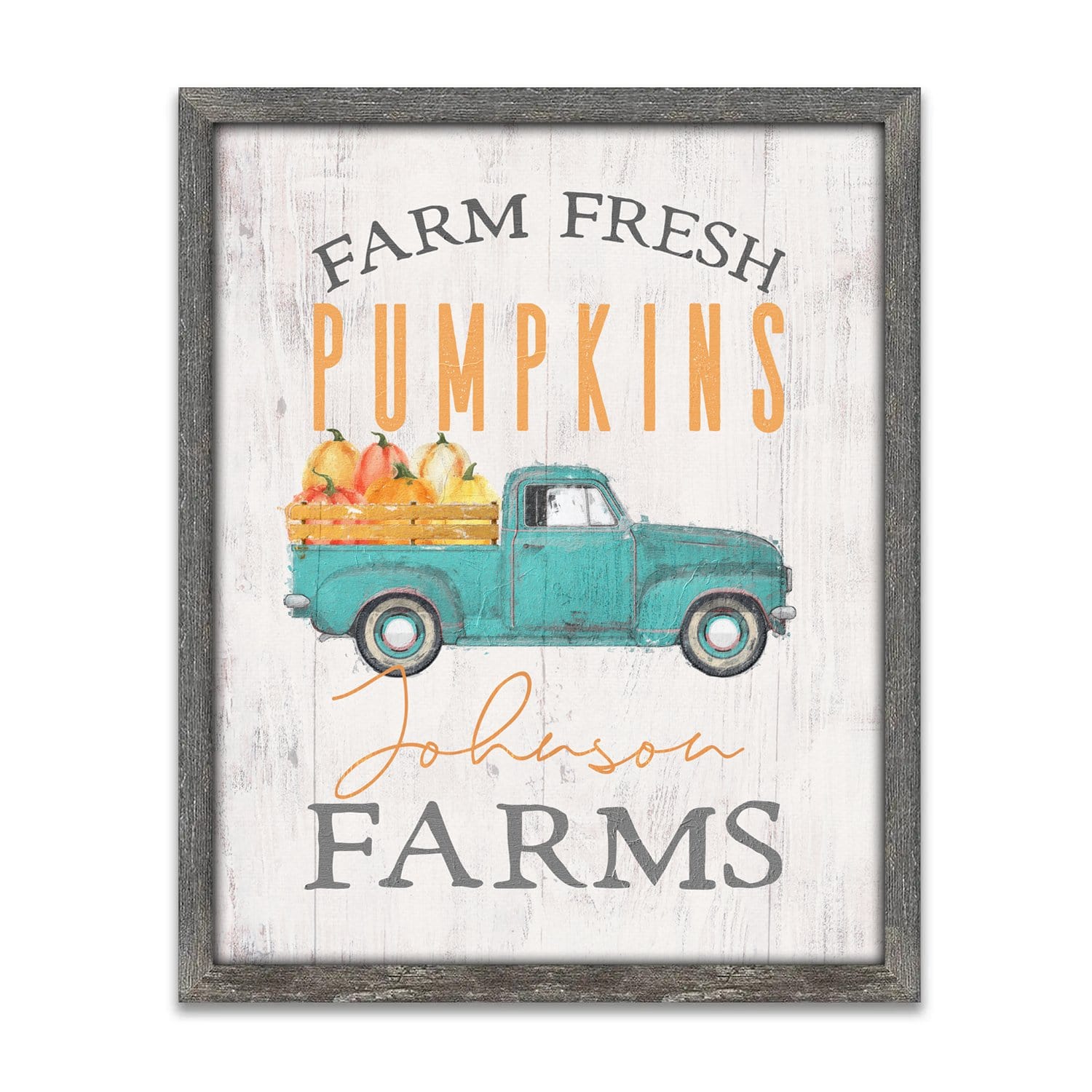 Vintage Farm Fresh Pumpkins Sign - Personalized Art - Fall Decor