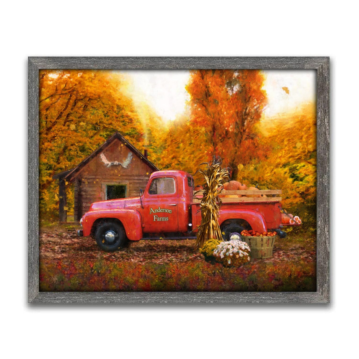 Old red truck painting that is personalized for you - Framed Canvas art