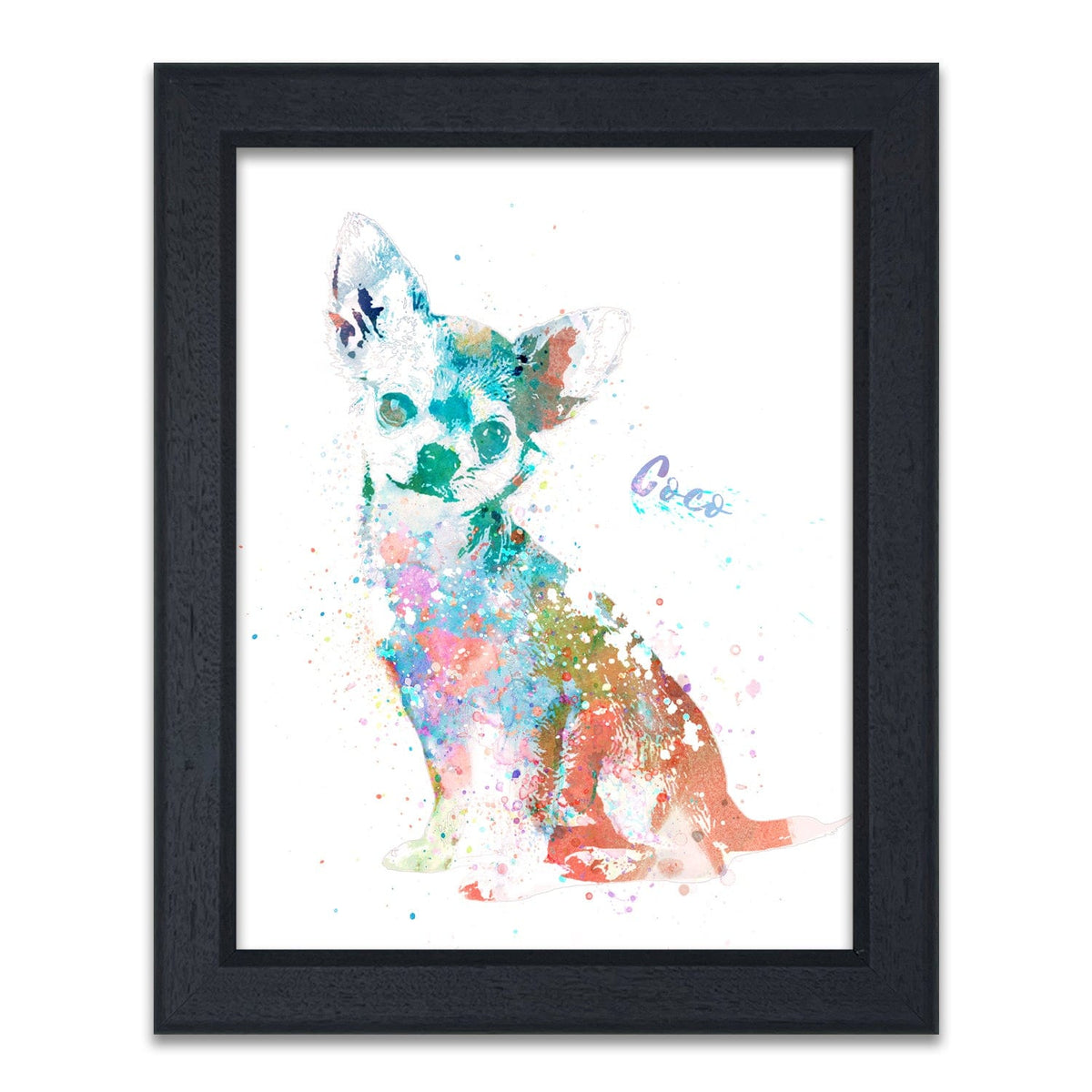 Framed Chihuahua art - Personalized pet dog gift