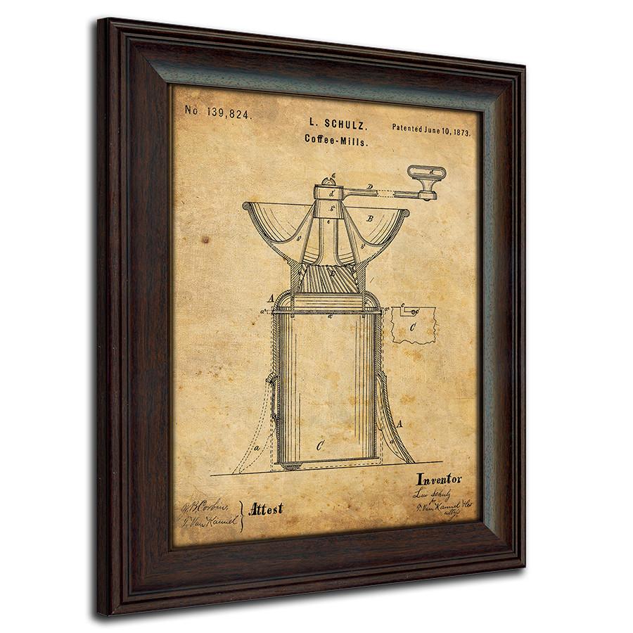 US Patent Coffee Grinder 1873 Framed Art