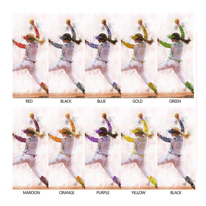 Softball Pitcher Art Print- Jersey Color Options