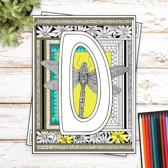Monogram Coloring Page and Frame Kit - D