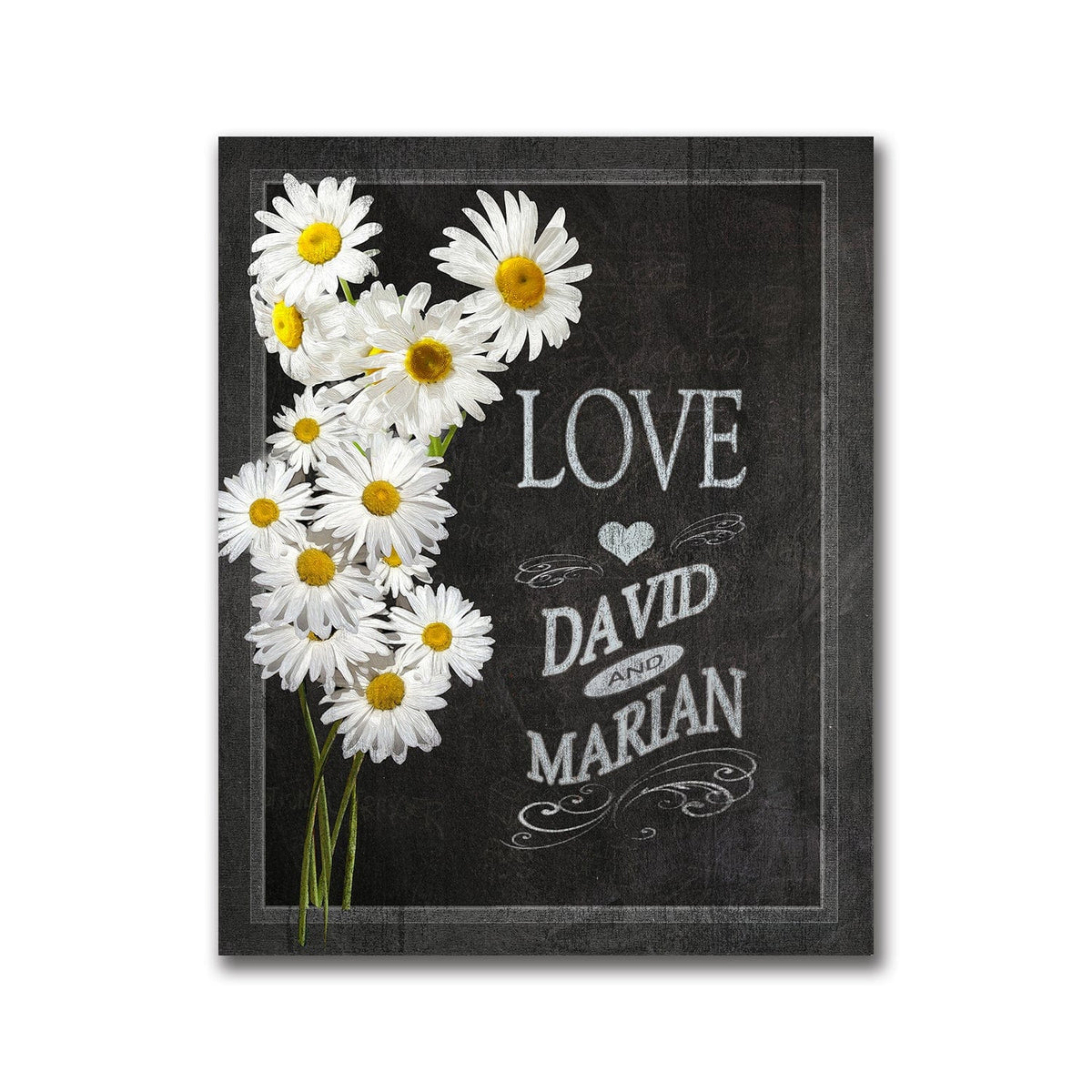 Romantic personalized gift - Chalkboard art - Daisies